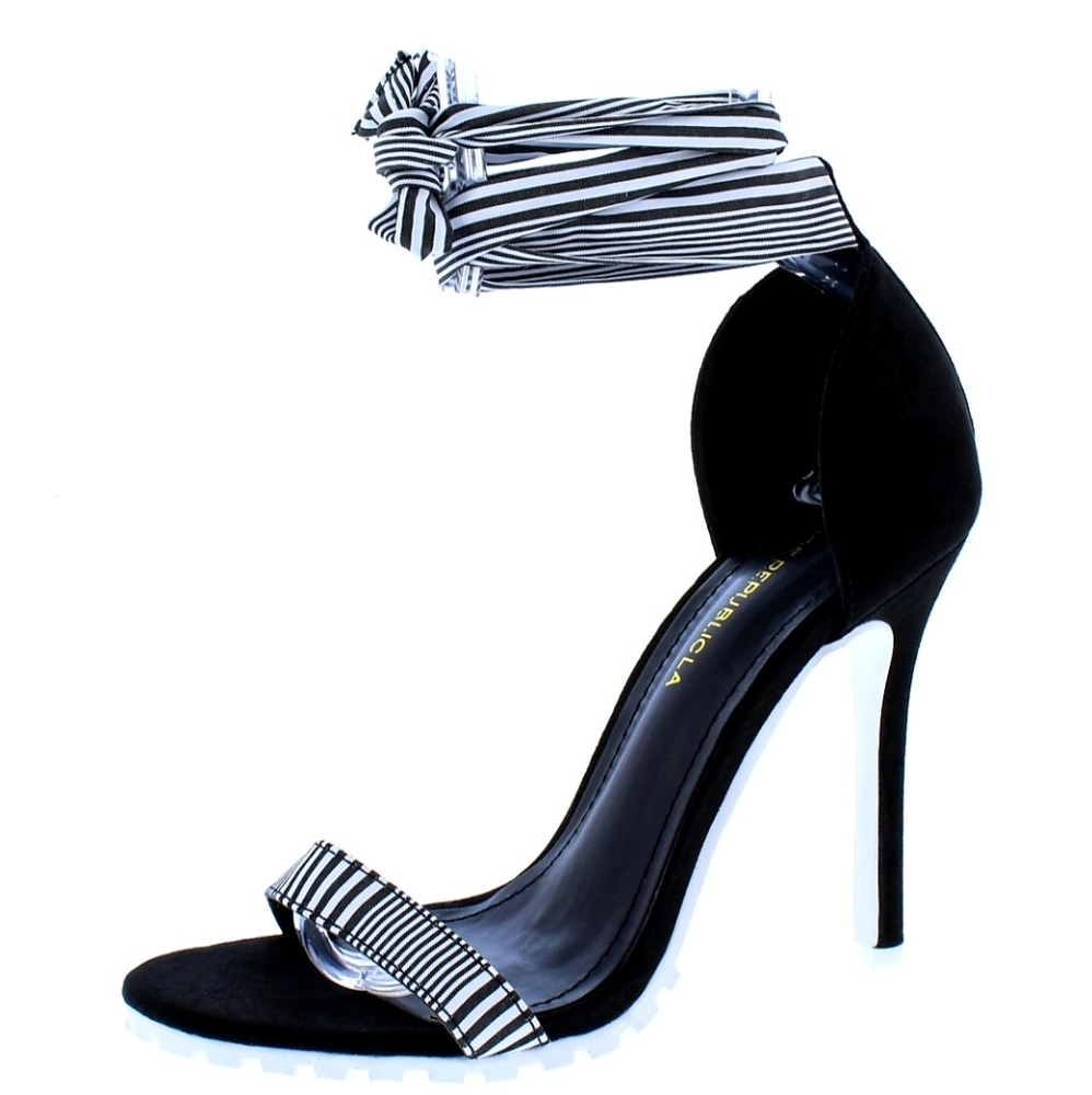 Black White Stripe Heels